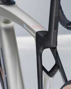 Personalised cyclist name sticker on a road bike top tube
