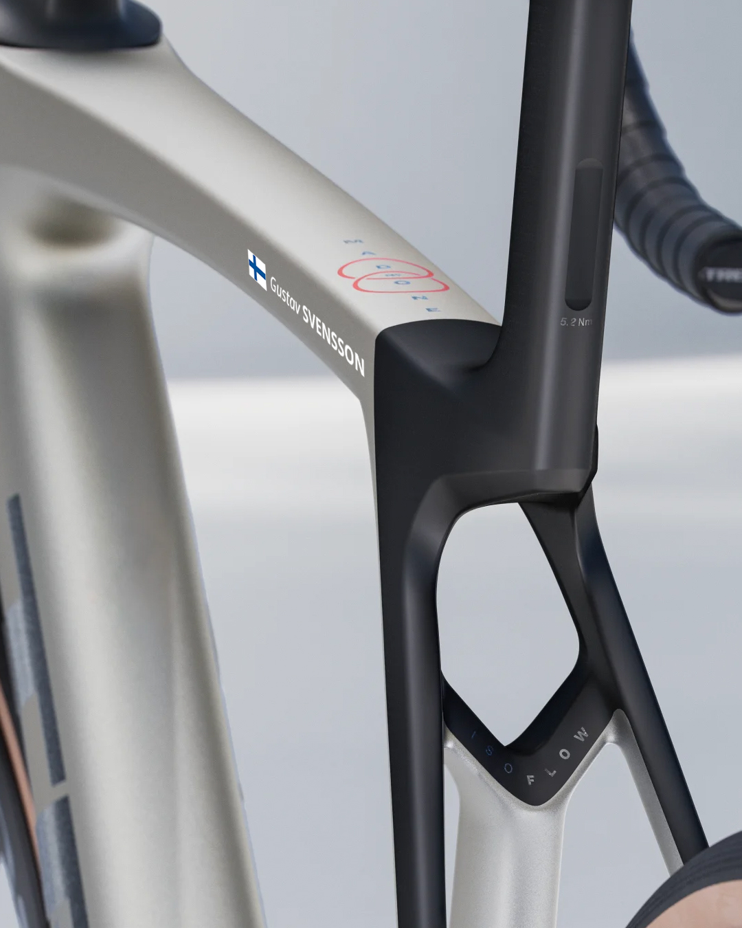 Personalised cyclist name sticker on a road bike top tube