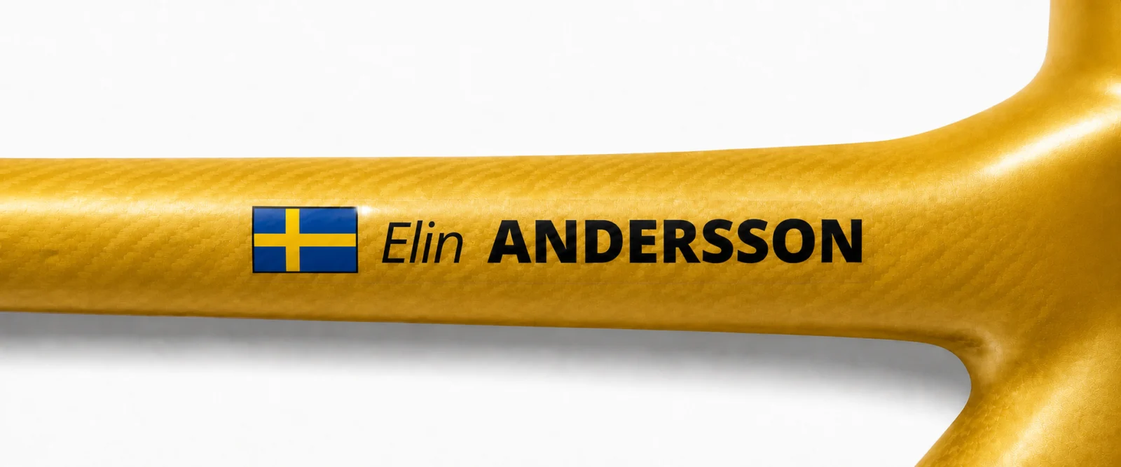 Autocollant de vélo personnalisé avec le nom Elin ANDERSSON et un drapeau