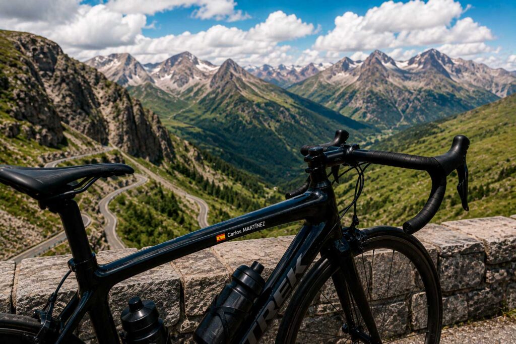 Road bike overlooking the Quebrantahuesos mountain route